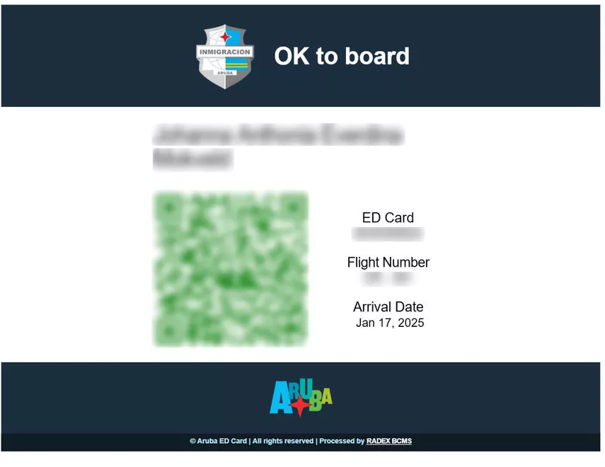 Example of an Aruba ED-Card document